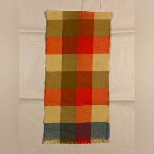Vintage Wool 100% Laine Plaid Scarf